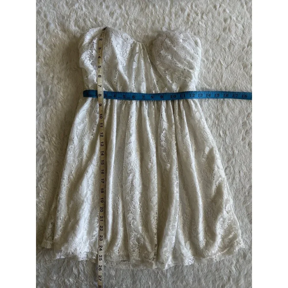Poetry‎ White Lace Country Western Boho Strapless babydoll Dress Casual - Medium